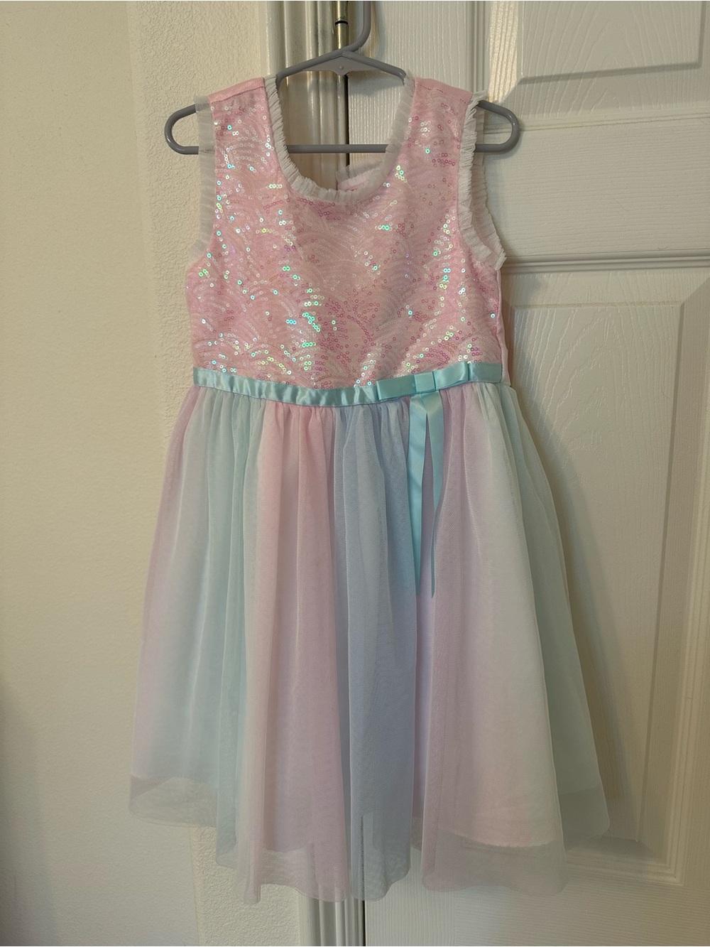 Jona Michelle Pastel Pink Sequin & Multicolor Tulle Party Dress